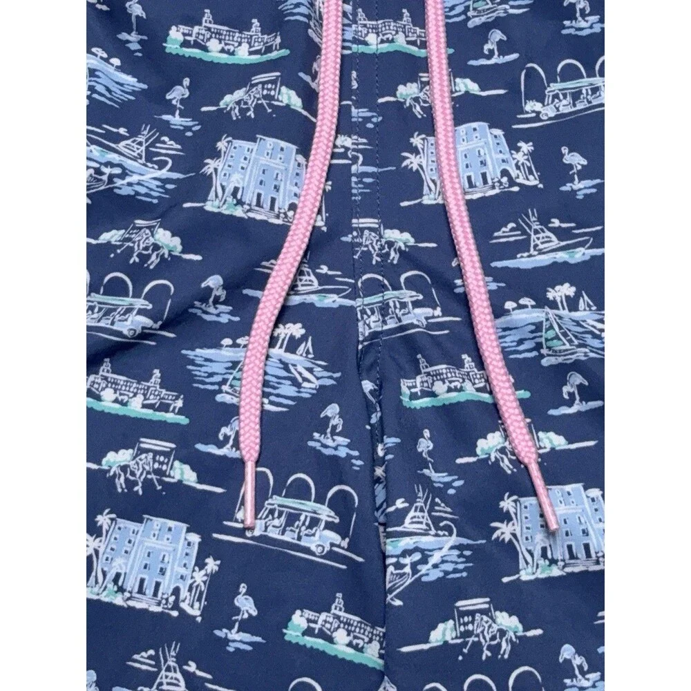 Vineyard Vines Printed Chappy Swim Trunks Shorts Blue Lined Men’s Size L